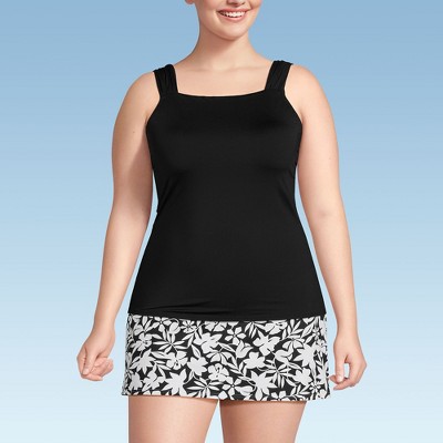 Lands' End Women's Chlorine Resistant Cap Sleeve High Neck Tankini Swimsuit Top