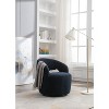 Dark Blue Teddy Fabric Swivel Armchair Bucket Chair with Black Powder Coating - 3 of 4