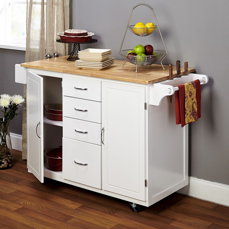 Cottage Country Wood Top Kitchen Cart White - Buylateral, 6 of 7