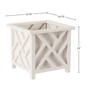 White Lattice Design Outdoor Planter Box, 15.8-inch