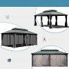 VisioGear Canopies and Gazebos, Outdoor Gazebo with Mosquito Netting, Gazebo Canopy Tent for Deck Backyard Garden, Gray, 283.7"*165.59"*126.42" - 3 of 4
