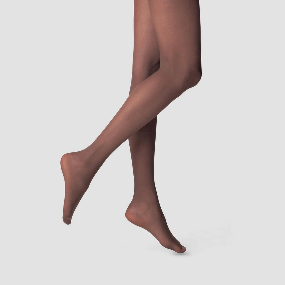 Women's 20D Sheer Control Top Tights - A New Day™ Coffee Bean L/XL: High Waisted Nylon Hosiery