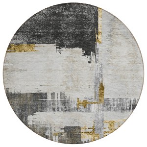 Gray And Tan Abstract Washable Indoor Outdoor Area Rug - 1 of 4