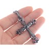 Alilang Vintage-Inspired Gothic Cross Pendant Necklace with Black Crystal Accents - 3 of 4