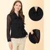 Allegra K Women's Tie Neck Chiffon Long Sleeve Shirt Blouse - 2 of 4