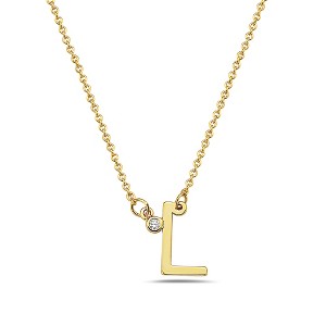Stylish 14k gold plated initial necklace adorned with sparkling cubic zirconia for a personalized and elegant touch. - 1 of 2