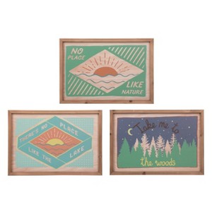 Transpac MDF Nature Framed Canvas Decor Set of 3 Spring Home Decorations - 1 of 1