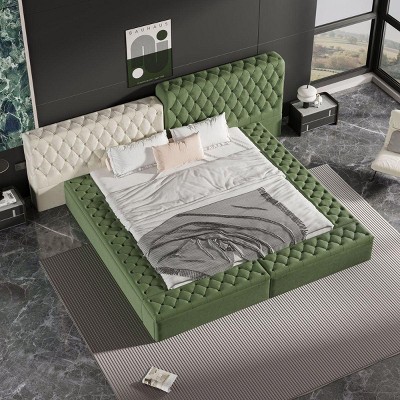 Streamdale Luxurious King-Size Upholstered Bed with Storage and Deep Button Tufting