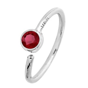Jewelry Avalanche 20G 14K Gold Ruby Nose Hoop Ring, Bezel Set, 8mm Twist-open - 1 of 2