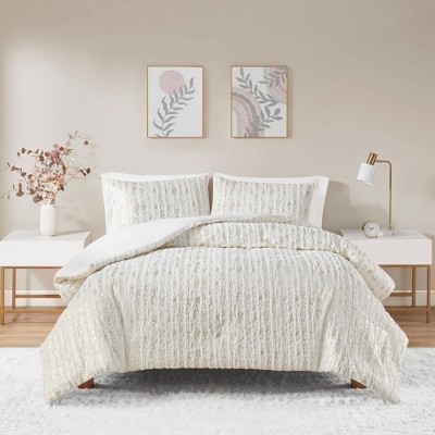 510 Design Metallic Print Faux Fur Comforter Set