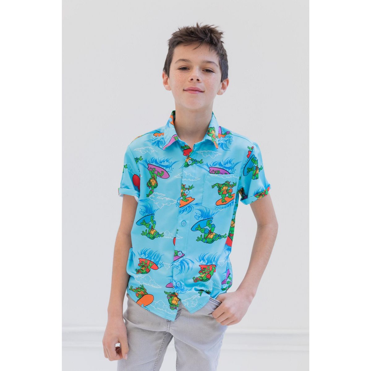 Teenage Mutant Ninja Turtles Hawaiian Button Down Dress Shirt Toddler - thumbnail 2