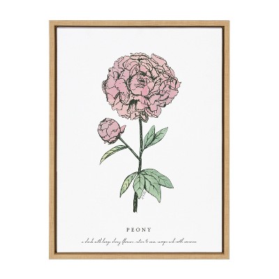 Kate and Laurel Sylvie Garden Peony Framed Canvas by Statement Goods, 18x24, Natural