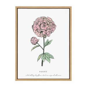 Kate and Laurel Sylvie Garden Peony Framed Canvas by Statement Goods, 18x24, Natural - 1 of 4