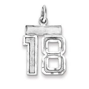 Black Bow Jewelry Sterling Silver, Varsity Collection, Small D/C Pendant, Number 18 - 1 of 4