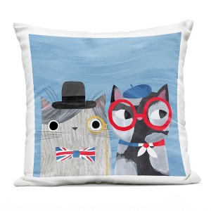 Stupell Industries English & French Cats Outdoor Decorative Throw Pillow, 18 x 18 - 1 of 3