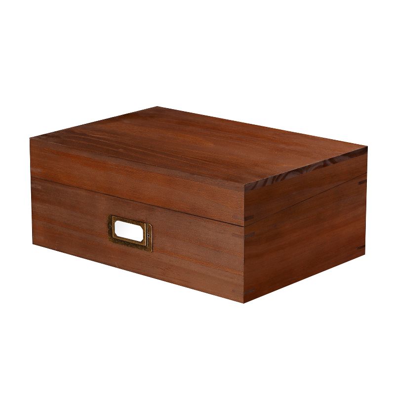 Pine Wood Box with Lid &#38; Label Holder - Dark Stain Hand Made Modern&#174;, 1 of 2