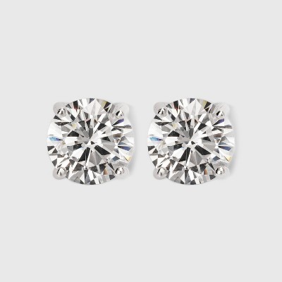 Women's Sterling Silver Stud Earrings Set with Round Cubic Zirconia 3pc - A  New Day™ Silver