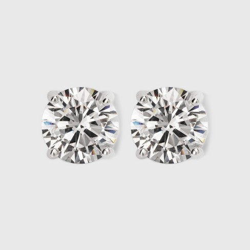 Women's Sterling Silver Cubic Zirconia Stud Earrings - A New Day™ Silver/clear  : Target