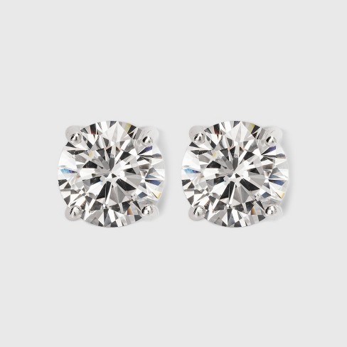 Women's Sterling Silver Stud Earrings Set With Round Cubic Zirconia 3pc - A  New Day™ Silver : Target