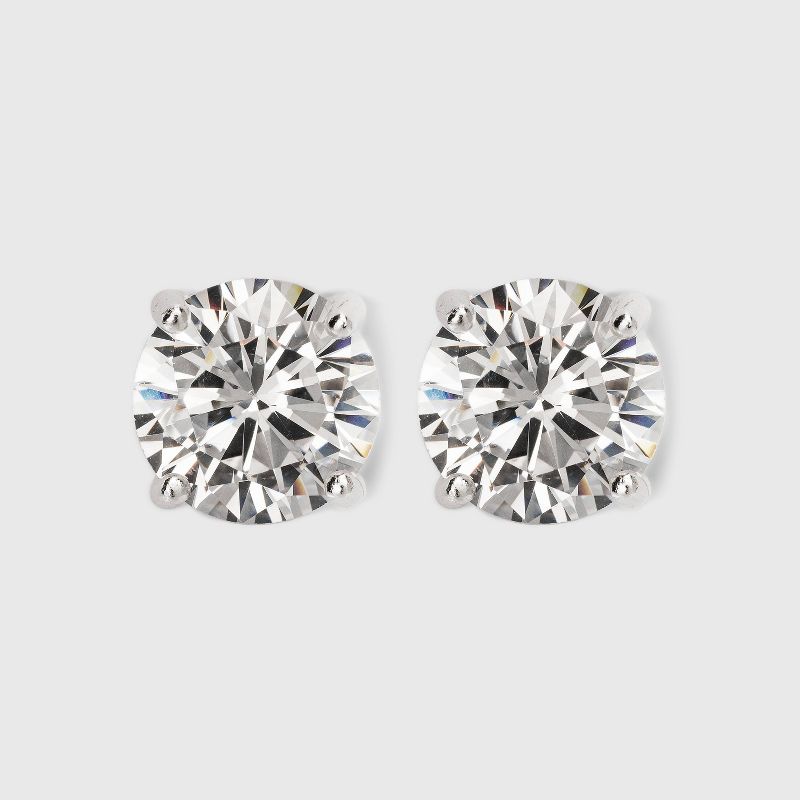 Sterling Silver Round Cubic Zirconia Stud Earring - A New Day&#8482; Silver, 1 of 3