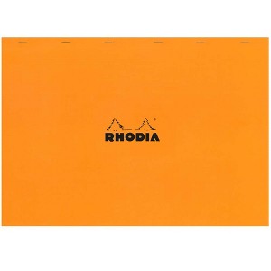 Rhodia Staplebound Notepad - Graph 80 sheets - 16 1/2 x 12 1/2 - Orange cover - 1 of 3