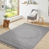 ChicFurnit Rug Guros Collection Medallion Indoor Outdoor Area Rug Stain Resistant for High Traffic Areas, Gray, 91.7"*5.9"*5.9" - 2 of 4