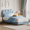 Bed Frame with Bookcase Headboard, Upholstered Velvet Platform Bed Mattress Foundation, Noise Free Easy Assembly - 2 of 4