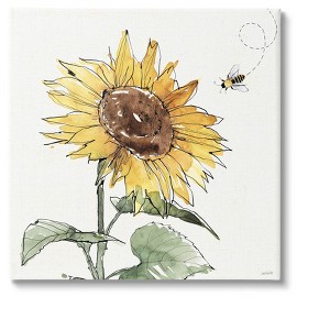Stupell Industries Cheerful Sunflower Buzzing Bee Canvas Wall Art - 1 of 3
