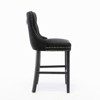 Ridstar Set of 2 Contemporary Barstools with Button Tufted Decoration and Wooden Legs For Apartment & Dining Room-Black - 2 of 4