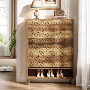 Hommoo Rustic Shoe Cabinet with 2 Flip Drawers - 1 of 4