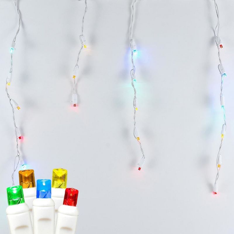 Novelty Lights Christmas LED Icicle Lights on White Wire 70 Bulbs, 1 of 3