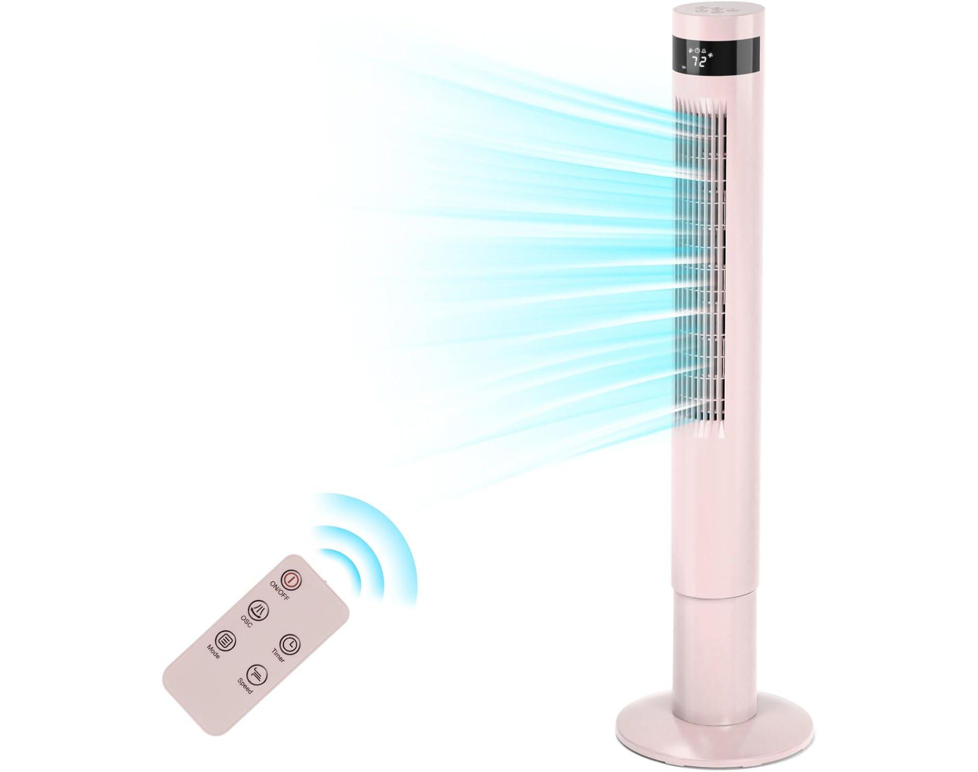 ZAFRO Tower Fan With Remote, Cooling Fans That Blow Cold Air for Home, 85¡ã Oscillating Bladeless Tower Fan with 24ft/s Velocity, 3 Modes