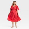 Women's Flutter Short Sleeve Midi A-Line Dress - Ava & Viv™ - 3 of 3