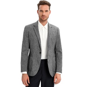 Coolmee Men's Casual Linen Blazer Jacket Lightweight Sport Coats One Button Suit Jackets - 1 of 4
