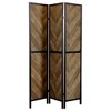 Vynxaria Rustic Tobacco Herringbone 3-Panel Folding Screen - 3 of 4