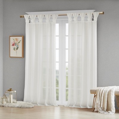 MAYEERTY Floral Embellished Cuff Tab Top Solid Curtain Panel(Only 1 Pc Panel)