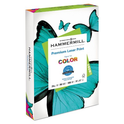 Hammermill Laser Print Office Paper 98 Brightness 24lb 11 x 17 White 500 Sheets/Ream 104620