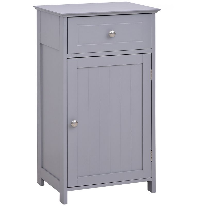 kleankin Bathroom Cabinet with Drawer and Shelf, Toilet Vanity Cabinet for Toilet Paper, Towels or Shampoo, Gray, 1 of 9