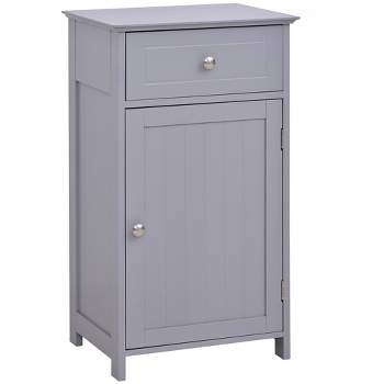kleankin Bathroom Cabinet with Drawer and Shelf, Toilet Vanity Cabinet for Toilet Paper, Towels or Shampoo, Gray