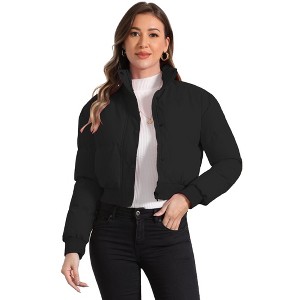 INSPIRE CHIC Women's Winter Outwear Baggy Padded Cropped Bomber Jacket - 1 of 4