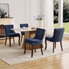 XINGHANZHENXUAN Blue Set of 2 Modern Dining Chairs, Double - Layer Chenille Cushions, Curved Wood Legs - 4 of 4