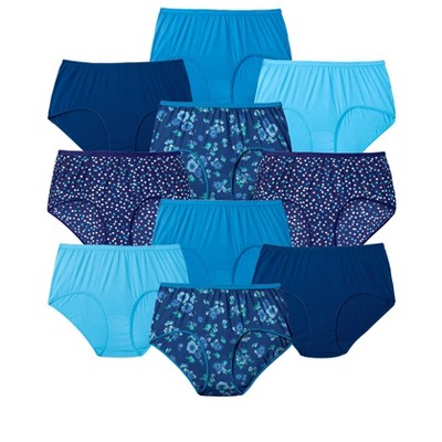 Comfort Choice Women's Plus Size Cotton Brief 10-pack - 7, Evening Blue Dot  Pack : Target