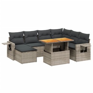 vidaXL Garden Sofa Set Grey, Dark Grey - 1 of 4