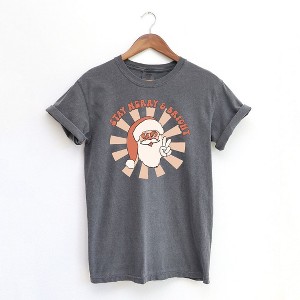 Simply Sage Market Women's Stay Merry and Bright Santa Short Sleeve Garment Dyed Tee - 1 of 2