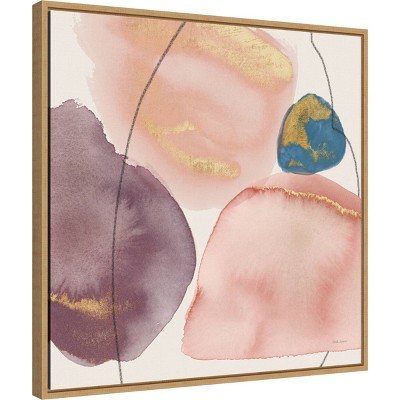 Abstract Blush and Plum Canvas Wall Art with Gold Accents