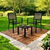 3-Piece Stackable Bistro Set, Modern Metal Patio Furniture with Square Table & Chairs for Indoor & Outdoor, Ideal for Backyard, Balcony and Poolside - 2 of 4