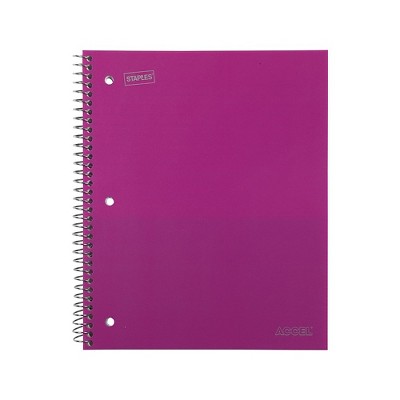 Staples Durable Poly Cover 1 Subject Notebook College Ruled 8-1/2" x 11" Pink TR51448G/51448