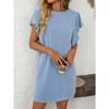 Coolmee Women's Crew Neck Flounce Cap Sleeve Casual Basic Loose Summer Mini Dresses - 3 of 4