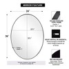 ANDY STAR Modern Decorative 24 x 36 Inch Oval Wall Mounted Hanging Bathroom Vanity Mirror with Stainless Steel Metal Frame, Matte Black - 2 of 4