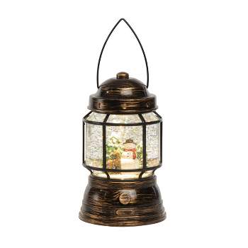 Transpac Artificial 6.75 in. Multicolored Christmas Light Up Rustic Snowman Lantern